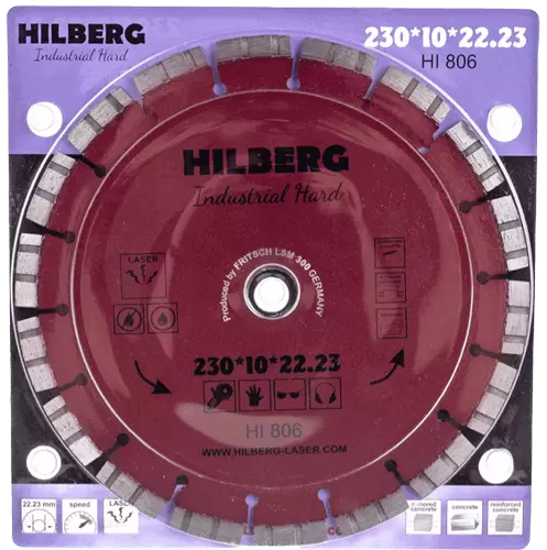 Алмазный диск по железобетону 230*22.23*10*3.2мм Industrial Hard Laser Hilberg HI806 - интернет-магазин «Стронг Инструмент» город Краснодар