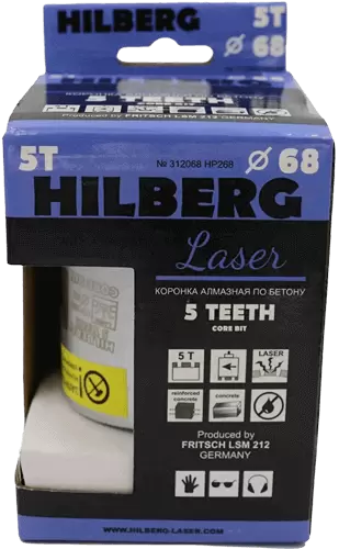 Коронка алмазная по армированному бетону SDS-Plus 68 мм Hilberg Laser 5 Teeth HP268 - интернет-магазин «Стронг Инструмент» город Краснодар