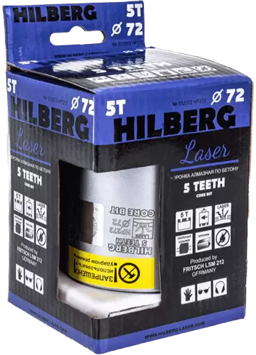 Коронка алмазная по армированному бетону SDS-Plus 72 мм Hilberg Laser 5 Teeth HP272 - интернет-магазин «Стронг Инструмент» город Краснодар