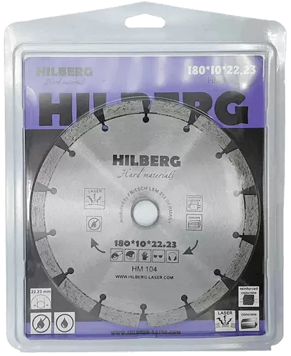 Алмазный диск по железобетону 180*22.23*10*2.4мм Hard Materials Laser Hilberg HM104 - интернет-магазин «Стронг Инструмент» город Краснодар