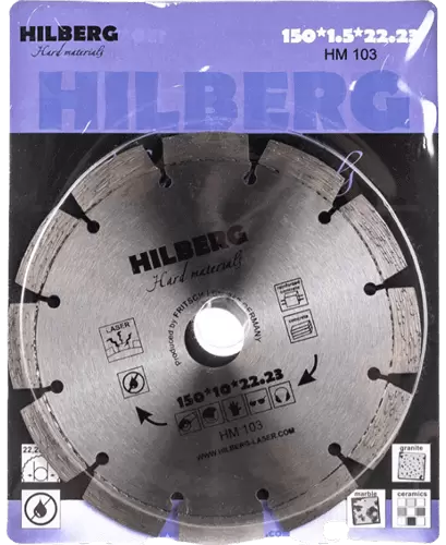 Алмазный диск по железобетону 150*22.23*10*2.3мм Hard Materials Laser Hilberg HM103 - интернет-магазин «Стронг Инструмент» город Краснодар