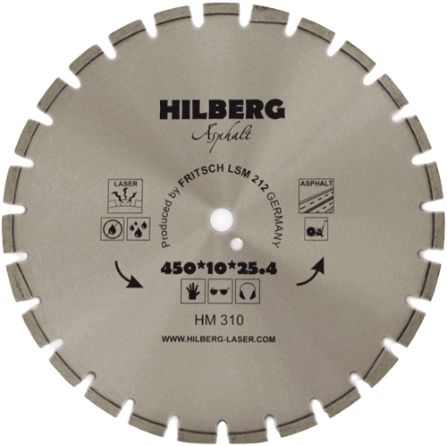Алмазный диск по асфальту 450*25.4/12*10*3.6мм серия Laser Hilberg HM310 - интернет-магазин «Стронг Инструмент» город Краснодар