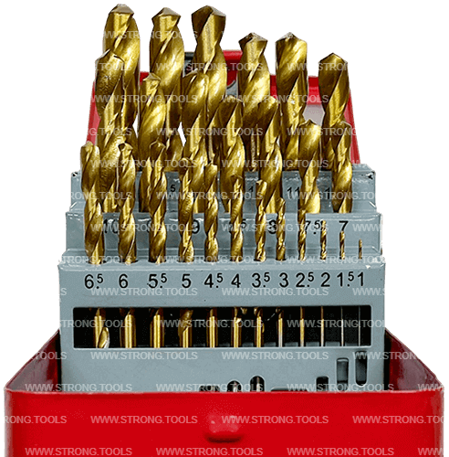 Набор сверл по металлу из 25 предметов 1.0-13.0мм TiN Strong СТС-021000125 - интернет-магазин «Стронг Инструмент» город Краснодар