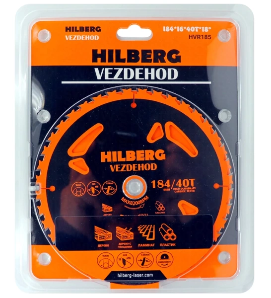 Универсальный пильный диск 184*16*40Т (reverse) Vezdehod Hilberg HVR185 - интернет-магазин «Стронг Инструмент» город Краснодар