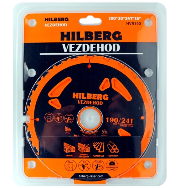 Универсальный пильный диск 190*30*24Т (reverse) Vezdehod Hilberg HVR190 - интернет-магазин «Стронг Инструмент» город Краснодар